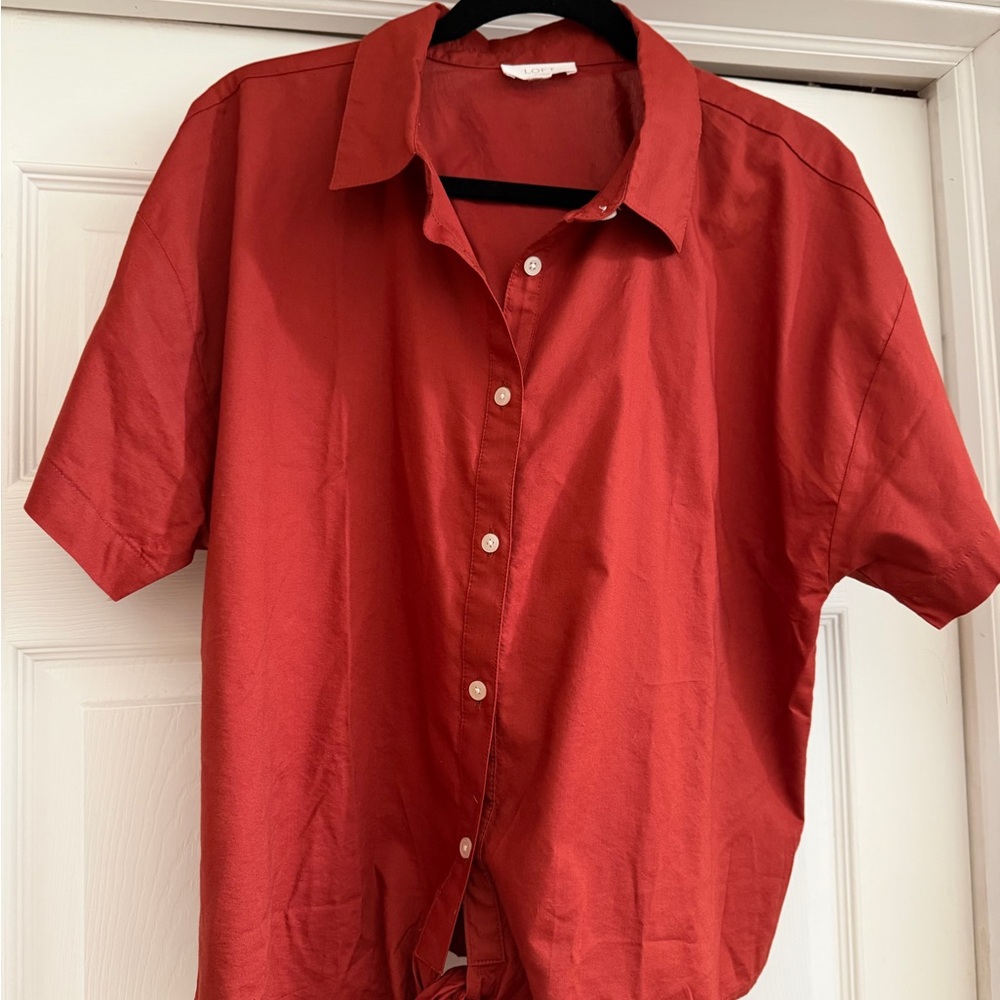 LOFT women’s Casual Red Button Down Shirt